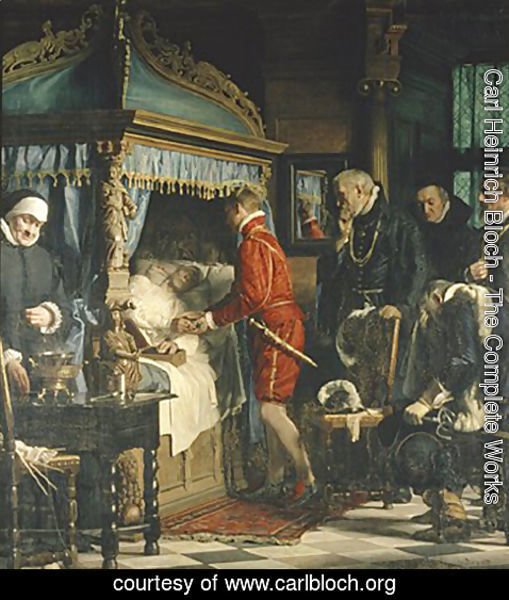 Carl Heinrich Bloch - Chancellor Niels Kaas handing over the keys to Christian IV